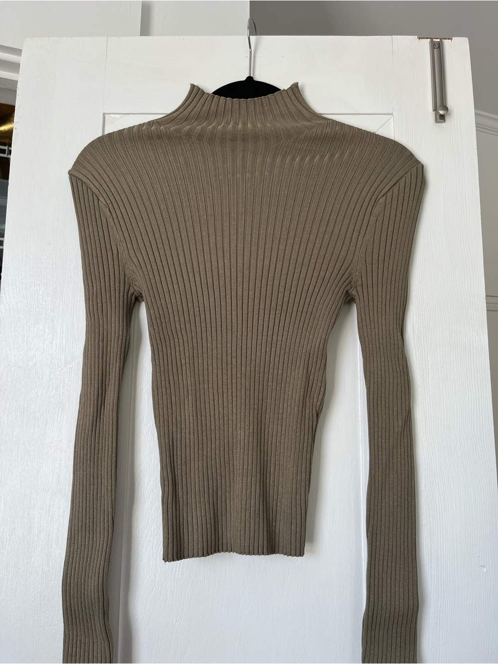 Zara Ribbed Turtleneck Sweater in Taupe